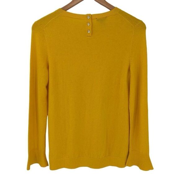 NWOT Talbots Crewneck Long Sleeve Trumpet Cuff Pullover Sweater Women XS Yellow - Picture 2 of 4